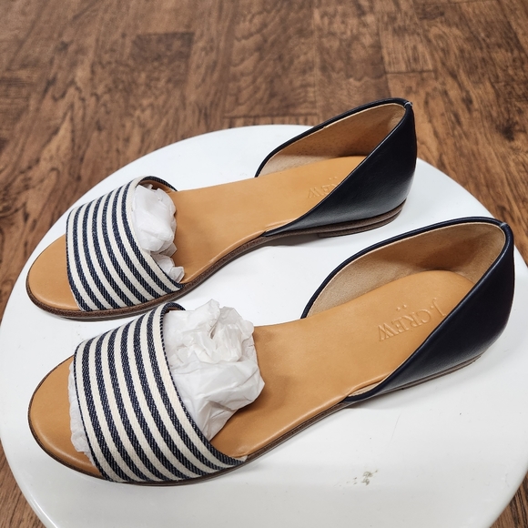 JCrew White/Navy Stripes Flat Shoes - Picture 3 of 6
